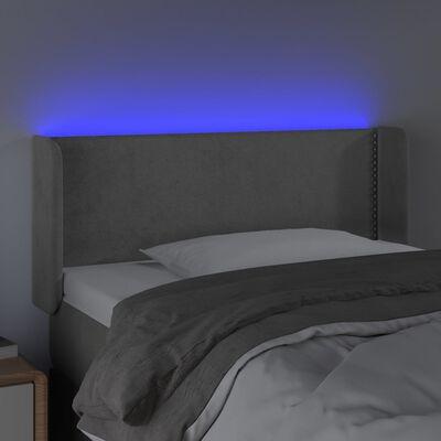 vidaXL Hoofdbord LED 93x16x78/88 cm fluweel lichtgrijs