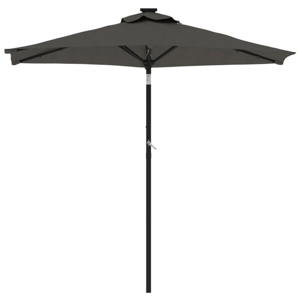 vidaXL Parasol met LED's en stalen paal 225x225x212cm antracietkleurig