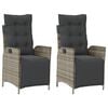 vidaXL Tuinstoelen 2 st verstelbaar met voetensteun poly rattan grijs