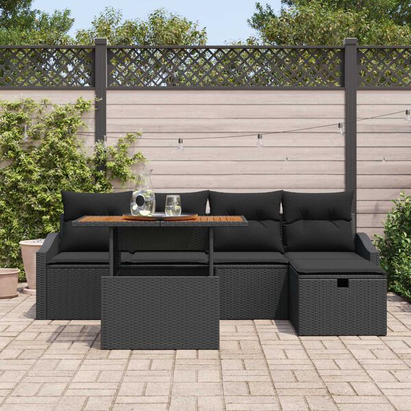 vidaXL Tuin Sofa Set 6 pcs Zwart poly rattan