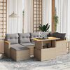 vidaXL 7-delige Loungeset met kussens poly rattan beige