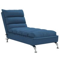 vidaXL Massage chaise longue met kussens stof blauw