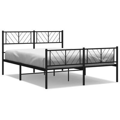 vidaXL Bedframe met hoofd- en voeteneinde metaal zwart 135x190 cm