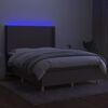 vidaXL Boxspring met matras en LED stof taupe 140x200 cm
