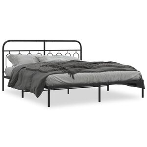 vidaXL Bedframe met hoofdbord metaal zwart 193x203 cm