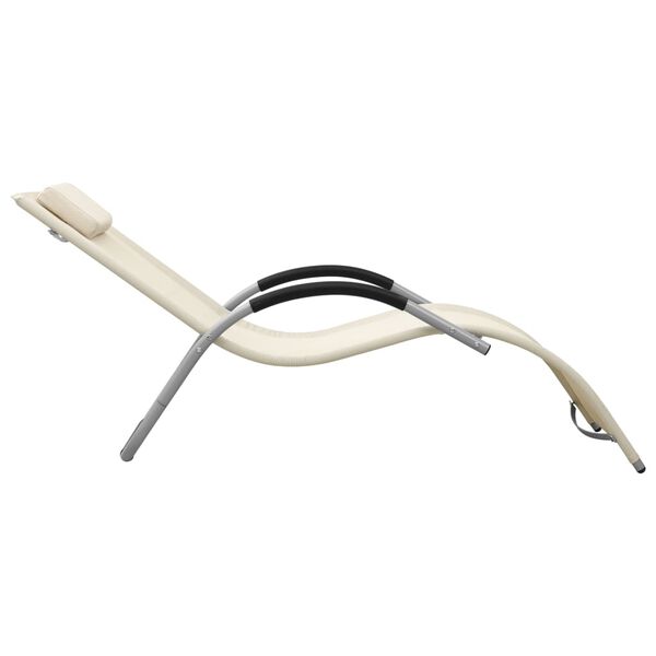 vidaXL Ligbed textileen cr&egrave;mekleurig en grijs