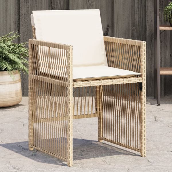 vidaXL Tuinstoelen 4 st met kussens poly rattan beige