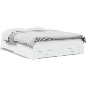 vidaXL Bedframe met lades bewerkt hout wit 120x200 cm