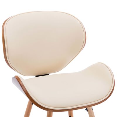 vidaXL Eetkamerstoelen 2 st kunstleer en gebogen hout crème