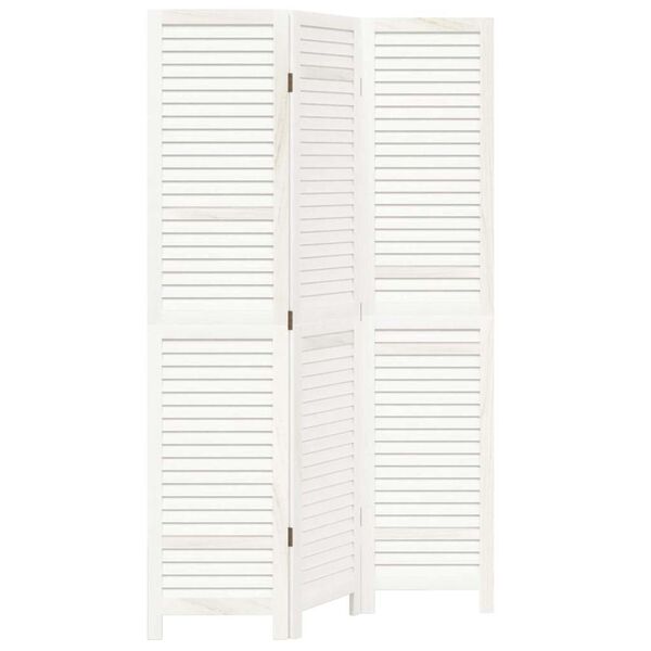 vidaXL Kamerscherm met 3 panelen massief paulowniahout wit