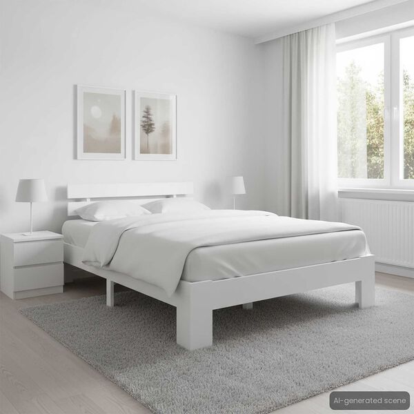 vidaXL Bedframe met hoofdbord massief grenenhout wit 140x200 cm