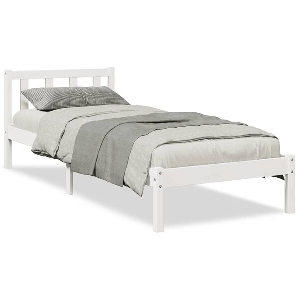 vidaXL Bedframe extra lang zonder matras grenenhout wit 90x210 cm
