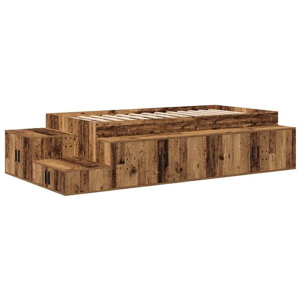 vidaXL Opbergbedframe met opslag Oud Hout 90 cm Bewerkt hout