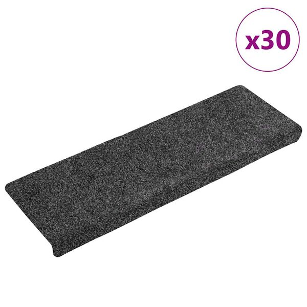 vidaXL Trapmatten Zelfklevend 30 stuks 65x21x4 cm donkergrijs Rechthoekige Rand