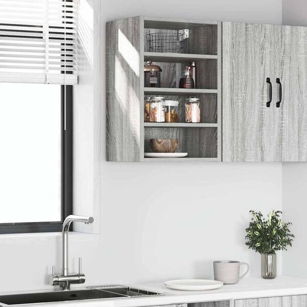 vidaXL Hangkast Riga 40x29,5x60 cm bewerkt hout grijs sonoma eikenkleurig