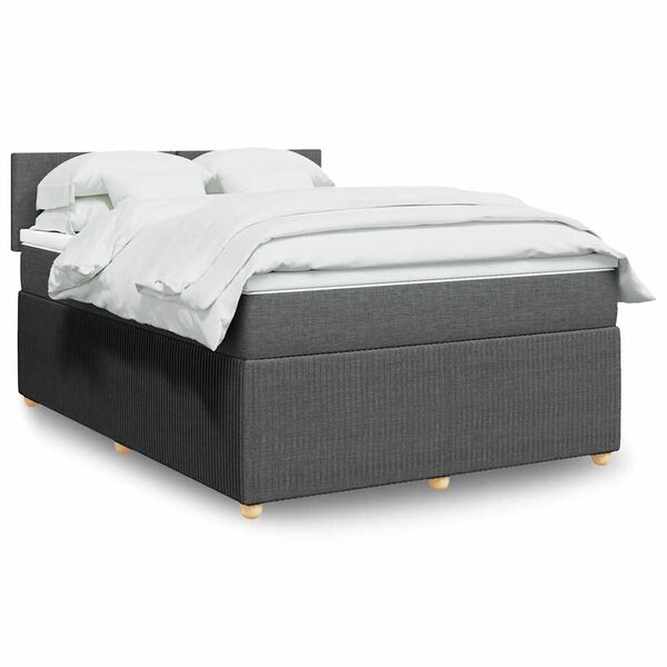 vidaXL Boxspring met matras stof donkergrijs 140x190 cm