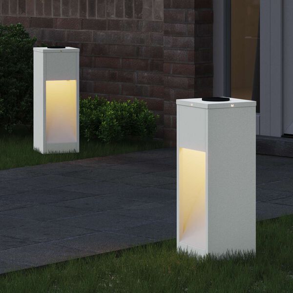 vidaXL Zonne LED Padverlichting 2 pcs Wit Koudgewalst staal