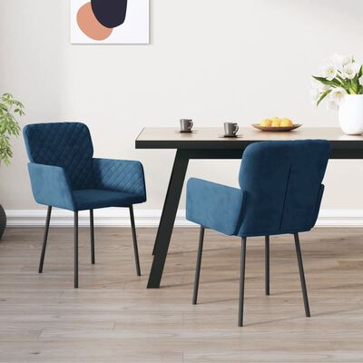 vidaXL Eetkamerstoelen 2 st fluweel blauw