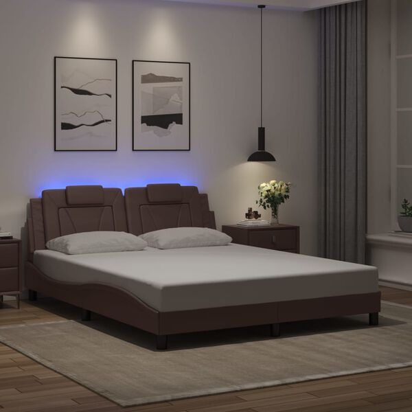 vidaXL Bedframe "Viana" met LED zonder matras bruin 160x200 cm