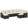 vidaXL 9-delige Loungeset met kussens poly rattan zwart