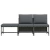 vidaXL 3-delige Loungeset met kussens poly rattan grijs