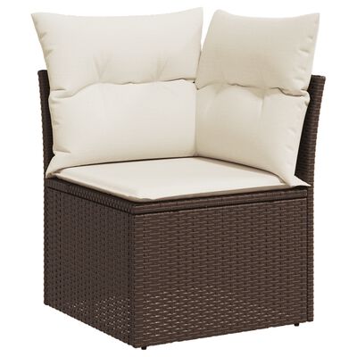 vidaXL 3-delige Loungeset met kussens poly rattan bruin