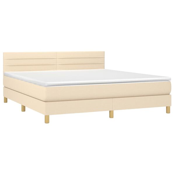 vidaXL Boxspring met matras stof cr&egrave;mekleurig 180x200 cm