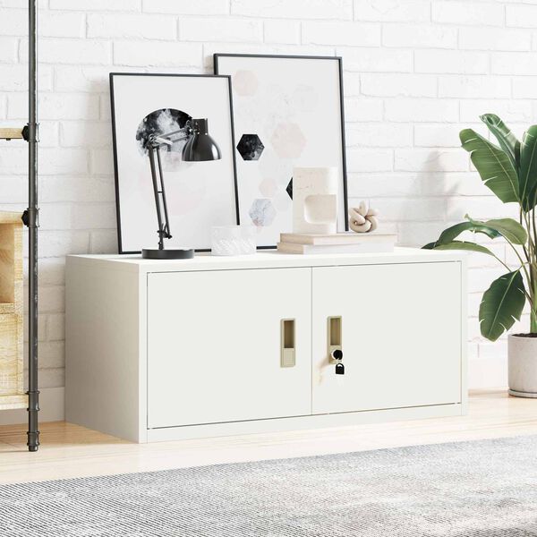 vidaXL Opbergkast met opslag Wit 90 x 40 x 40 cm Koudgewalst Staal