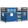 vidaXL Kinderhoogslaper met gordijnen 90x200 cm grenenhout blauw