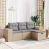 vidaXL 4-delige Loungeset met kussens poly rattan beige