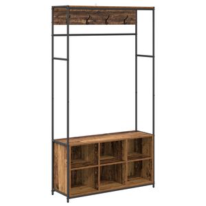 vidaXL Kapstok met schoenenbank Oud hout 100 x 32 x 180,5 cm