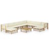 vidaXL 11-delige Loungeset met crèmewitte kussens bamboe