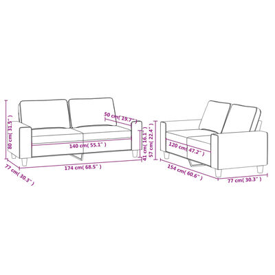 vidaXL 2-delige Loungeset stof donkergrijs