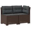 vidaXL Tweedelige Tuinbank met Kussens Rattan Look 2-zits PP Bruin