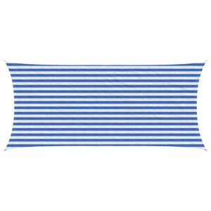 vidaXL Zonneschaduwzeil 2 x 4,5 m HDPE Rechthoekig Blauw en Wit