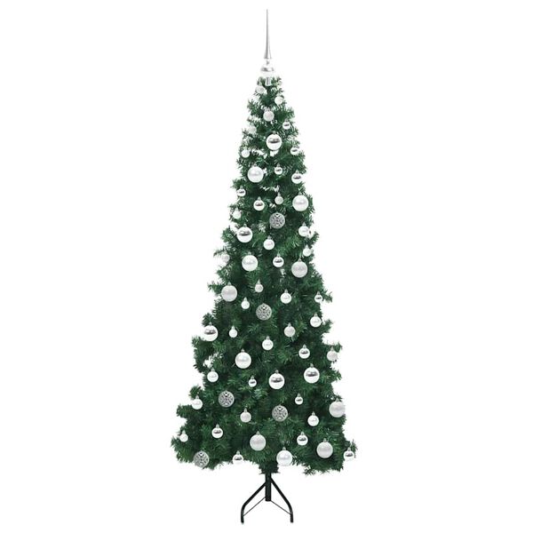 vidaXL Hoek Kunstkerstboom met 300 LED Groen 180 cm PVC en Metaal