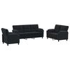 vidaXL Bankstel 3 pcs Zwart fluweel