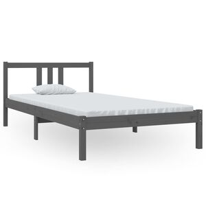vidaXL Bedframe massief hout grijs 100x200 cm