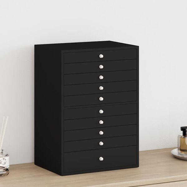 vidaXL Sieradendoos 10-laags met horlogehouders zwart 29x20,5x40,5 cm