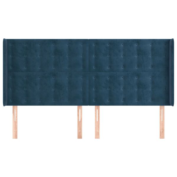 vidaXL Hoofdbord met randen 203x16x118/128 cm fluweel donkerblauw