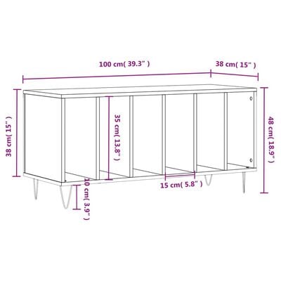 vidaXL Platenkast 100x38x48 cm bewerkt hout gerookt eikenkleurig