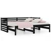 vidaXL Slaapbank uitschuifbaar massief grenenhout zwart 2x(90x190) cm