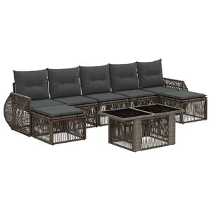 vidaXL Tuinbankenset 8 st Grijs en Donkergrijs poly rattan