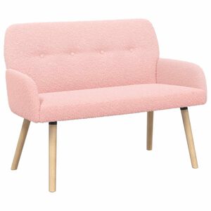 vidaXL 2-zitsbank met massief houten poten Roze Boucl&eacute;