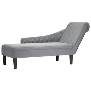 vidaXL Chaise longue met kussen en rechterarmleuning stof lichtgrijs