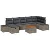vidaXL Tuinbankenset met kussen met opslag 8 pcs Grijs Poly riet