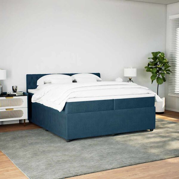vidaXL Boxspring met matras fluweel blauw 200x200 cm