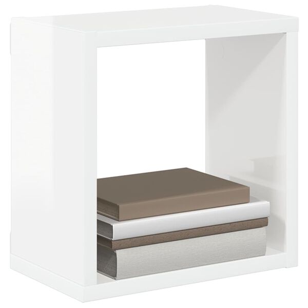 vidaXL Wandschappen kubus 2 st 26x15x26 cm hoogglans wit
