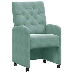 vidaXL Eetkamerstoelen met Wieltjes 2 st Fluweel Zeegroen
