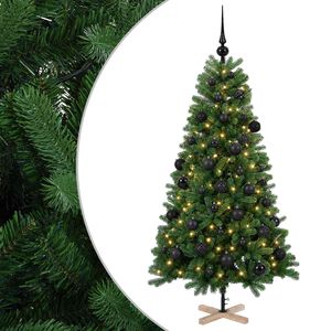 vidaXL Kunstkerstboom met kerstbal 120 cm 150 LED's Warmwit PVC Groen